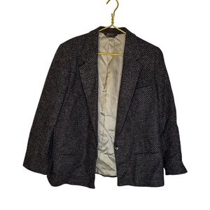 🧥 Vintage Mark Shale Women’s Wool Tweed Blazer‎ Jacket Gray Black Sz XL Lined ✨